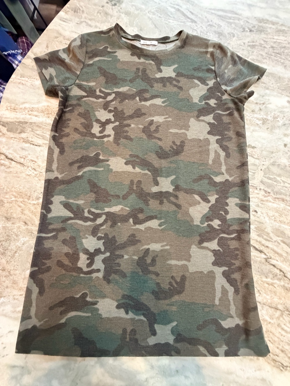Antistar Camo T Shirt Dress Medium Green Camouflage Stretch Knit Casual Dress